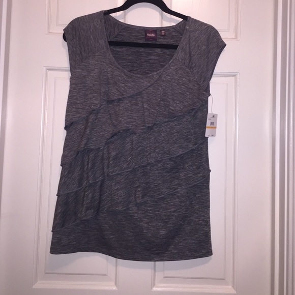 Gray ruffled blouse