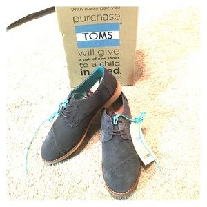 Toms dark grey suede Oxford