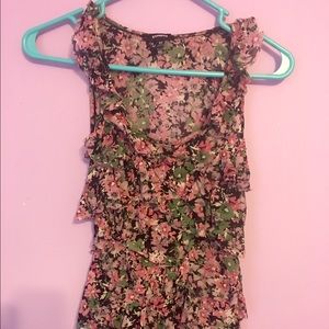 Express Floral Ruffled Tank Top - Size XS