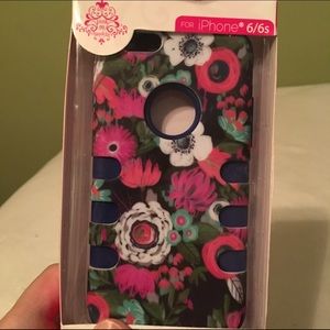 Cute navy & pink floral rugged iPhone 6 or 6s case