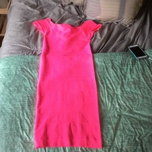 Neon off the shoulder dress