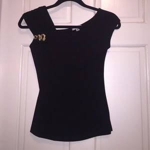 Black, spandex fitted top with snake emblem