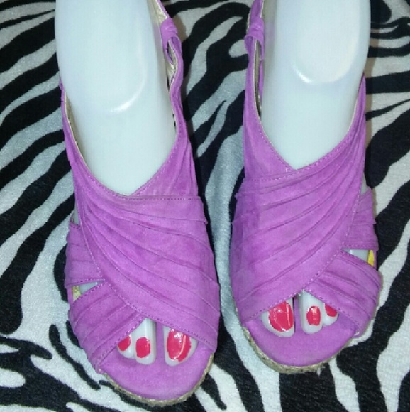 Purple wedge sandals