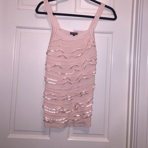 Light pink, spaghetti strap blouse with ruffles