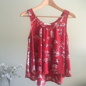 Nordstrom Red Floral Top