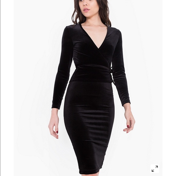 American apparel velvet mid length pencil skirt