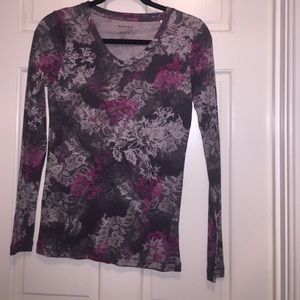 Gray and pink cotton, long sleeve tee shirt