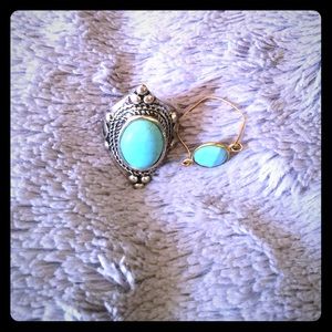 Silver and gold Turquoise ring