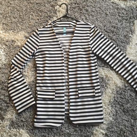 Black and white striped blazer