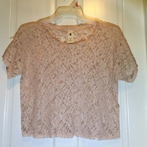 Peach lace, short sleeve top