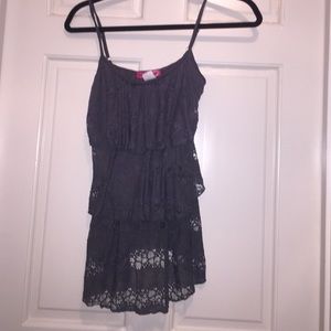 Charcoal gray laced with ruffles blouse