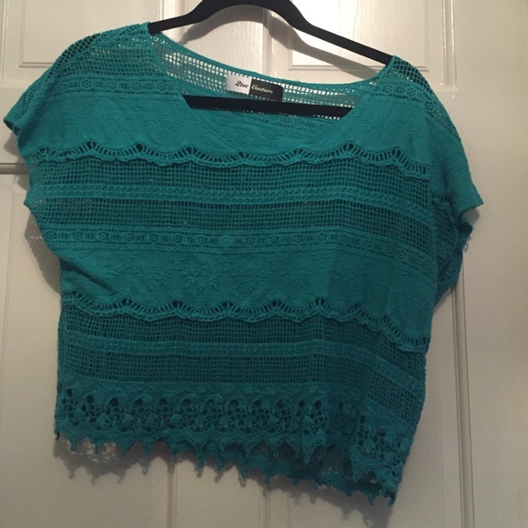 Teal lace crop top