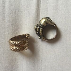 LOT OF 2 - F21 Animal Rings - Elephant & Snake