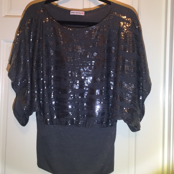 Charcoal gray with silver sequin top