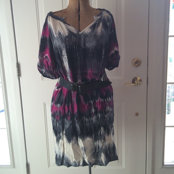 Karen Kane tri colored belted dress