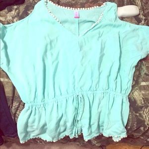 Blue silky cute top