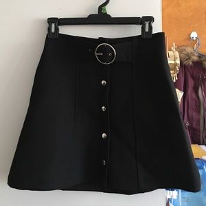 Zara Black Button Front Skirt