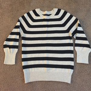 Crew neck, GAP, cream and black striped sweater.