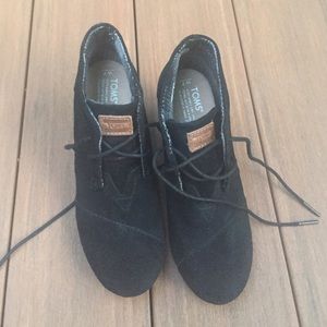 Suede Toms Wedged Booties- NEVER WORN