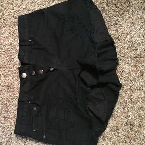 Forever 21 Ripped Black High Waisted Shorts