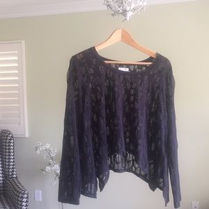 UO Black Long sleeve with Sheer Patter