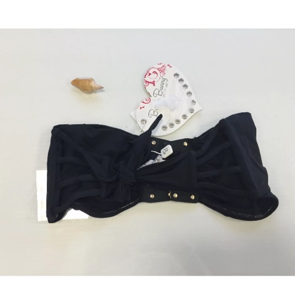 Beach bunny black pretty edgy bikini top large new - Picture 3 of 3