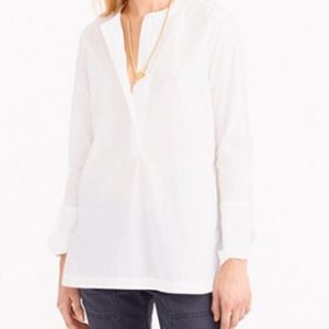 Jcrew Collarless white cotton popover, Size 00