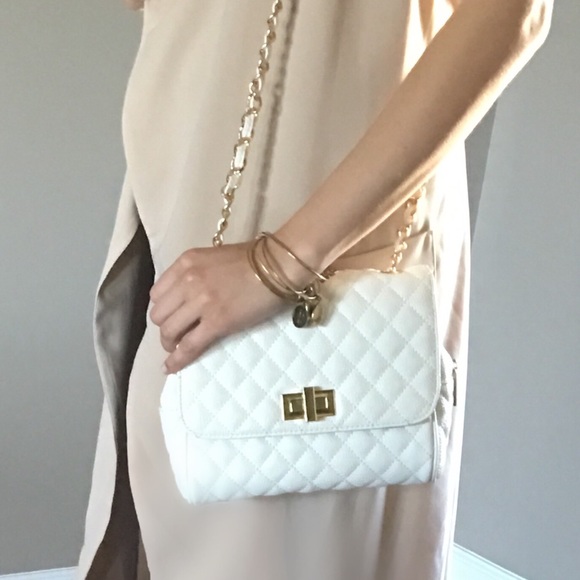 Two Forever 21 quilted purse in white