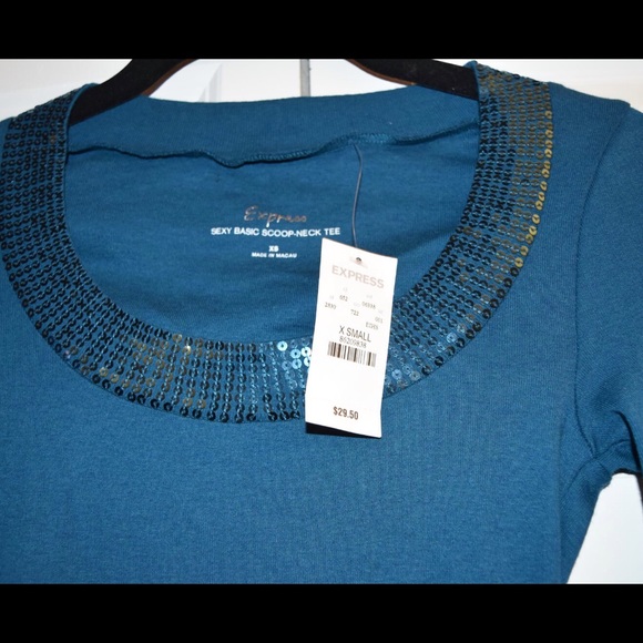 Sequin express top Teal