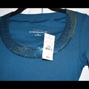 Sequin express top Teal