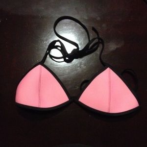 Neoprene Pink & Black XS Bikini Top
