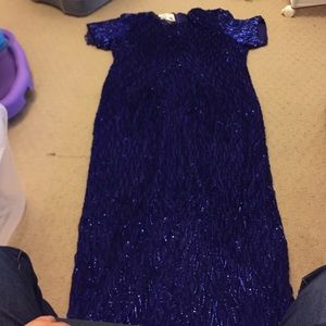 Blue floor length sequined dress