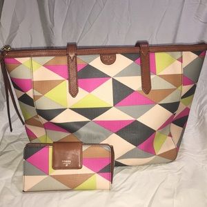 Fossil Large Shoulder Bag with Matching Wallet