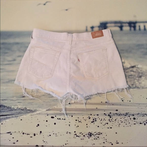Handmade white vintage Levi's jean shorts