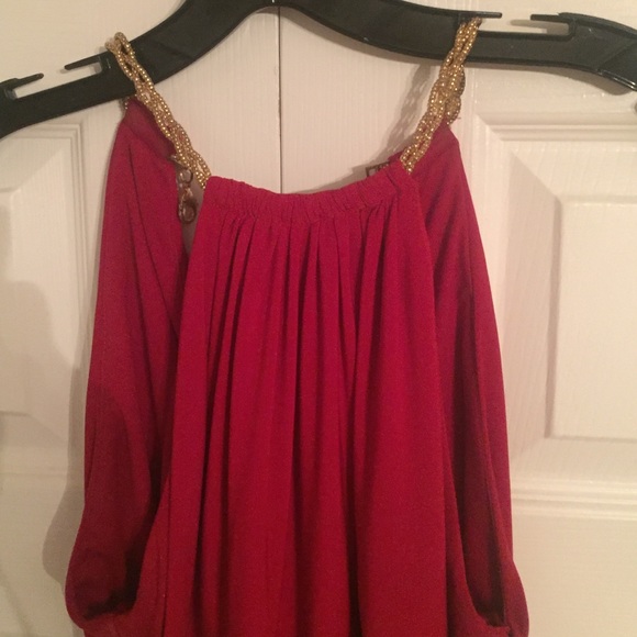 Long gala gown Red with gold hardware ..