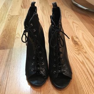 Open toed, lace up heels