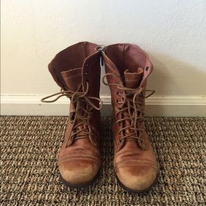 Steve Madden Troopa Leather Lace-Up Boots size 6