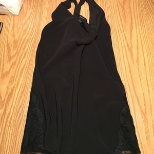 Black racer back dress with lace trim