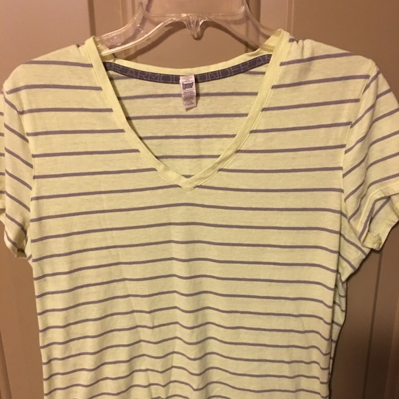 Under Armour neon yellow/gray striped tee size L