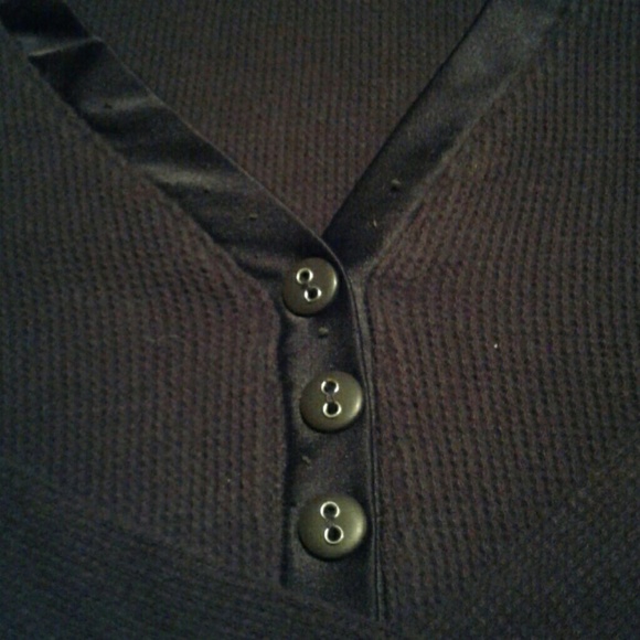 Plum, hooded, Henley style top - Picture 3 of 3