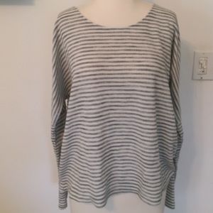 Grey and white stripped long sleeve top