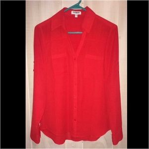 Red Express Button Up