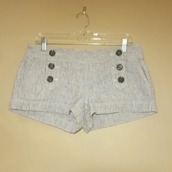 Black and white button shorts