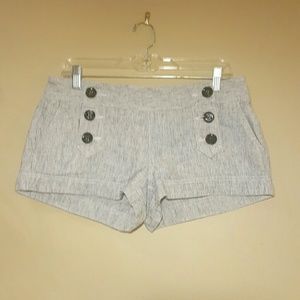 Black and white button shorts