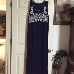 2X blue stitched bodice plus summer maxi dress