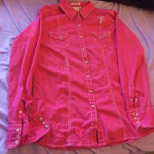 Ariat hot pink snap western shirt.