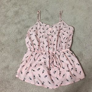 light pink tank top with umbrella print