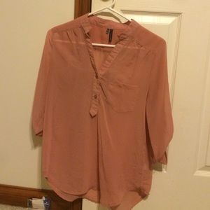 Pink button blouse with pocket