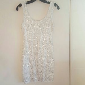 White sequined knit dress