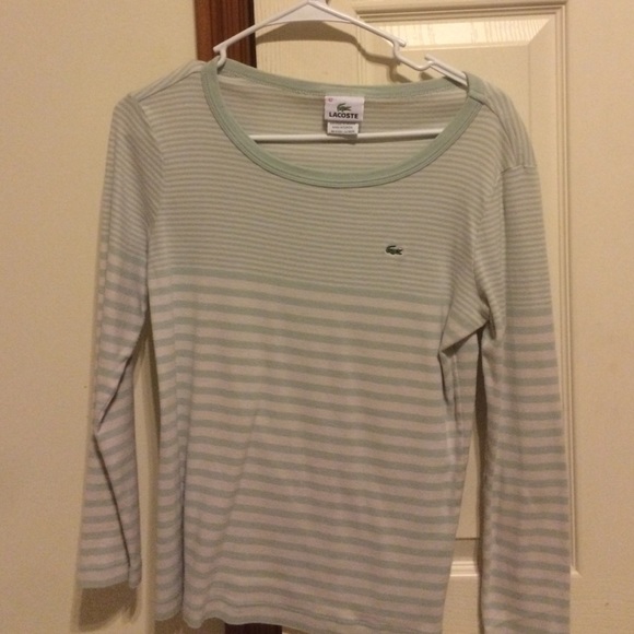 Stripped long sleeve mint green shirt
